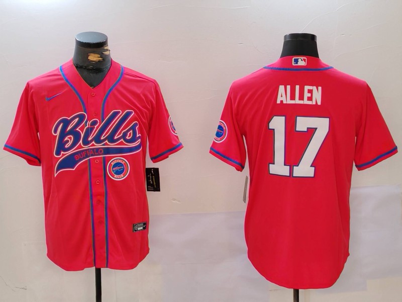 Men Buffalo Bills 17 Allen Red Joint Name 2024 Nike Limited NFL Jersey style 3